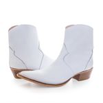 Botina Country Masculina Bico Fino Couro Legítimo Floater Branco Com Zíper 