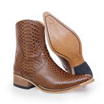 Botina Country Masculina Bico Fino Tradicional Couro Bovino Legítimo Anaconda Nescau com Zíper Vira Inteira