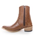 Botina Country Masculina Bico Fino Tradicional Couro Bovino Legítimo Anaconda Nescau com Zíper Vira Inteira