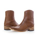 Botina Country Masculina Bico Fino Tradicional Couro Bovino Legítimo Anaconda Nescau com Zíper Vira Inteira