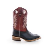 Bota Texana Carrapeta Cano Padrão Couro Mustang Preto e Vinho