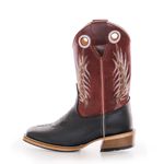 Bota Texana Carrapeta Cano Padrão Couro Mustang Preto e Vinho