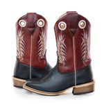 Bota Texana Carrapeta Cano Padrão Couro Mustang Preto e Vinho