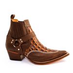 Botina Masculina Country Bico Fino Couro Legítimo Floater Café e Dubai Chocolate com Estrivo