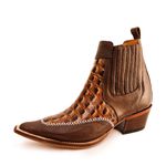 Botina Masculina Country Bico Fino Couro Legítimo Floater Café e Dubai Chocolate com Estrivo