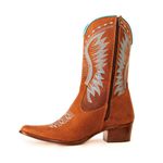 Bota Texana Feminina Cano Médio Couro Legítimo Bovino Crazy Horse Sela Bordada