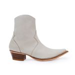 Botina Country Masculina Bico Fino Couro Bovino Legítimo Floater Off White com Zíper