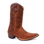 Bota Texana Masculina Bico Fino Couro Legítimo Bovino Crazy Horse Sela