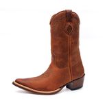 Bota Texana Masculina Bico Fino Couro Legítimo Bovino Crazy Horse Sela