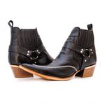 Botina Country Masculina Bico Fino Couro Bovino Legítimo Floater Preto Estrivo