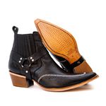 Botina Country Masculina Bico Fino Couro Bovino Legítimo Floater Preto Estrivo