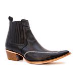 Botina Country Masculina Bico Fino Couro Bovino Legítimo Floater Preto Estrivo