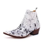 Botina Country Masculina Bico Fino Couro Bovino Legítimo Anaconda Pintada com Cruz