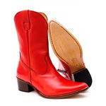 Bota Texana Feminina Cano Médio Couro Legítimo BovinO Floater Vermelho
