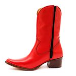 Bota Texana Feminina Cano Médio Couro Legítimo BovinO Floater Vermelho