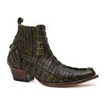 Botina Exótica Country Masculina Bico Fino Couro Jacaré Verde Musgo