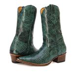 Bota Texana Masculina Bico Fino Couro Legítimo Bovino Croco Verde