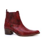 Bota Feminina Cano curto Couro Anaconda Vermelho