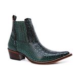 Botina Country Masculina Bico Fino Couro Bovino Legítimo Dubai Jácaré Envelhecido Verde