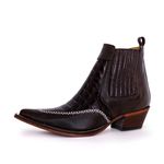 Botina Country Masculina Bico Fino Couro Bovino Legítimo Dubai Café e Floater Chocolate com Estrivo