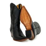 Bota Texana Masculina Bico Fino Couro Bovino Legítimo Látego Preto Lisa