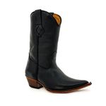 Bota Texana Masculina Bico Fino Couro Bovino Legítimo Látego Preto Lisa