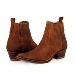 Botina Country Masculina Bico Fino Couro Bovino Legítimo Crazy Horse Sela 