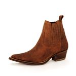Botina Country Masculina Bico Fino Couro Bovino Legítimo Crazy Horse Sela 