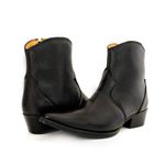 Botina Country Masculina Bico Fino Couro Bovino Legítimo Floater Preto e Solado Preto com Zíper