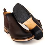 Botina Texana Country Masculina Couro Legítimo Bovino Látego Café Queimado