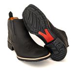 Botina Masculina Bico Quadrado Couro Legítimo Bovino Crazy Horse Preto Florão