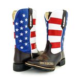 Bota Texana Masculina Cano Padrão Couro Bovino Legítimo Mustang Café e Cano EUA Solado Borracha