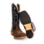 Bota Texana Masculina Couro Legítimo Crazy Horse Café e Látego Preto