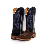 Bota Texana Masculina Couro Legítimo Crazy Horse Café e Látego Preto