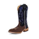 Bota Texana Masculina Couro Legítimo Crazy Horse Café e Látego Preto