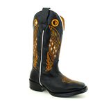 Bota Texana Carrapeta Couro Legítimo Cor Tubarão Preto e Nobuck Preto