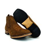 Botina Texana Country Masculina Couro Legítimo Crazy Horse Caqui