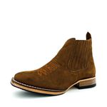Botina Texana Country Masculina Couro Legítimo Crazy Horse Caqui