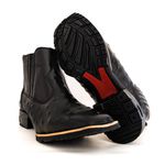 Botina Country Masculina Bico Quadrado Couro Legítimo Bovino Avestruz Preto Solado Borracha