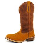 Bota Texana Masculina Couro Legítimo Crazy Horse Sela E Nobuck Castor Salto Carrapeta 
