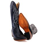 Bota Texana Feminina Country Couro Legítimo Bovino Látego Preto Bordado Linha