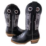 Bota Texana Masculina Couro Legítimo Bovino Látego Preto Bordado Flecha Salto Carrapeta