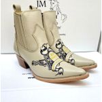 Botina Bico Fino Masculina Couro Bovino Legítimo Off White 