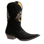 Bota Country Texana Masculina Bico Fino Couro Nobuck Preto