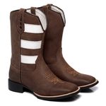 Bota Texana Masculina Bico Quadrado Couro Fóssil Café Boots