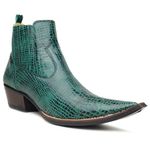 Botina Country Masculina Bico Fino Couro Croco Verde