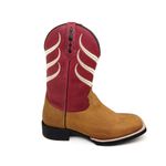 Bota Masculina Bico Quadrado Texana Couro Conhaque e Vermelho