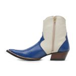 Botina Country Masculina Bico Fino Couro Anaconda PB Azul e Floater Marfim