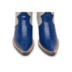 Botina Country Masculina Bico Fino Couro Anaconda PB Azul e Floater Marfim
