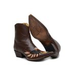 Bota Country Masculina Bico Fino Cano Curto Couro Floater Café Águia